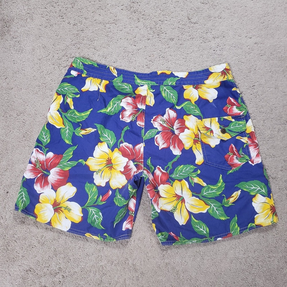 Polo Ralph Lauren Swim Trunks Men 38 Navy Floral AOP Beach Rope Drawstring - Picture 3 of 13